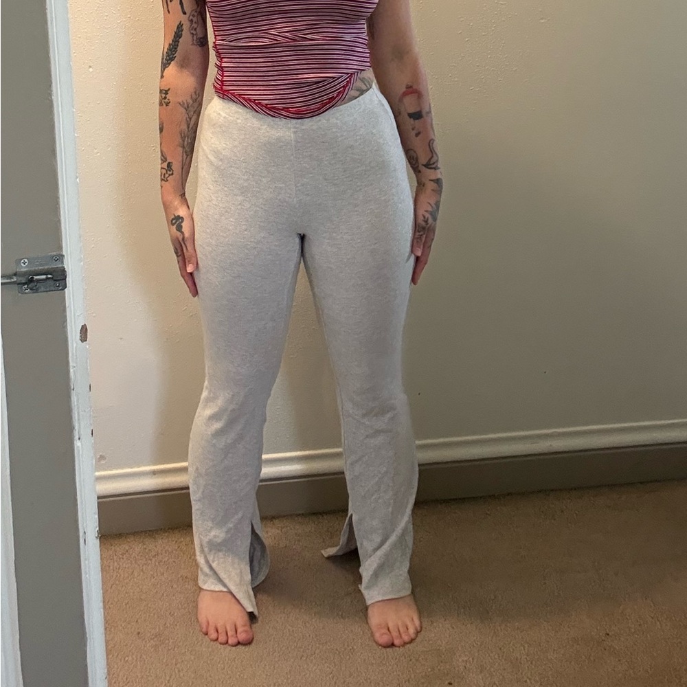 Light Gray Split-Hem Lounge Pants